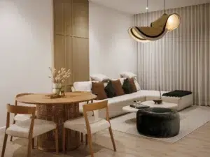 Custom furniture work done in a residential space by MGM Interiors.